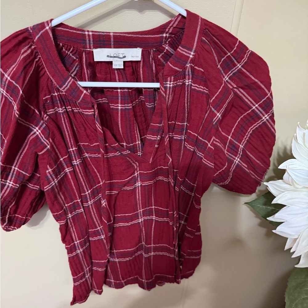 Altar'd State Red Plaid Blouse